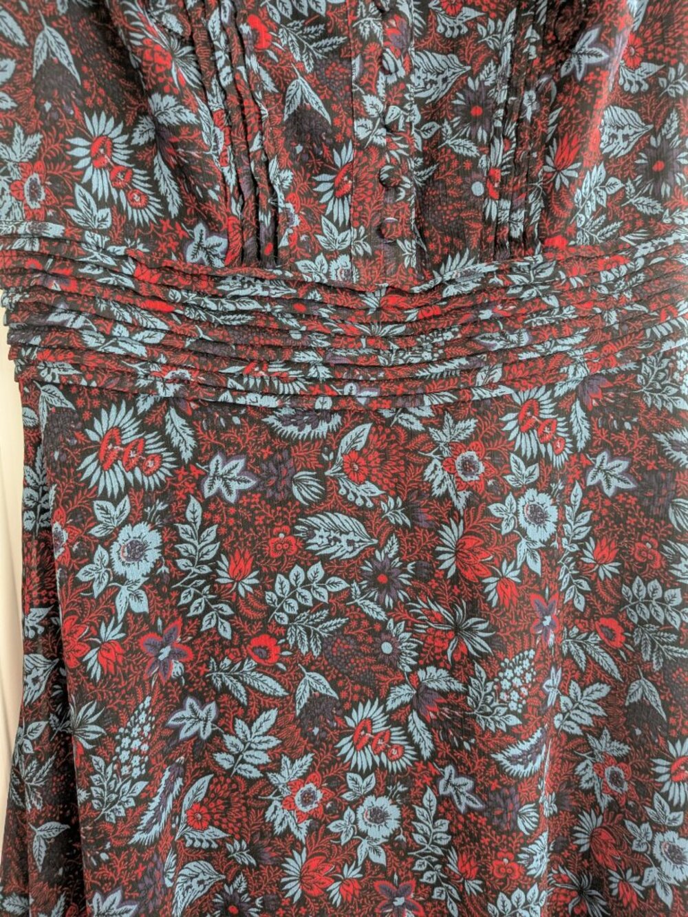 Banana Republic  Sleeveless Floral A-Line Dress in Red and Blue  Size 0 petite - Picture 5 of 5